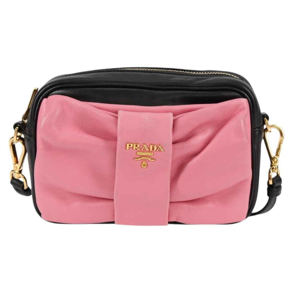 Prada Bow Camera Crossbody Bag Nappa Leather Black Leather Shoulder Bag Bag