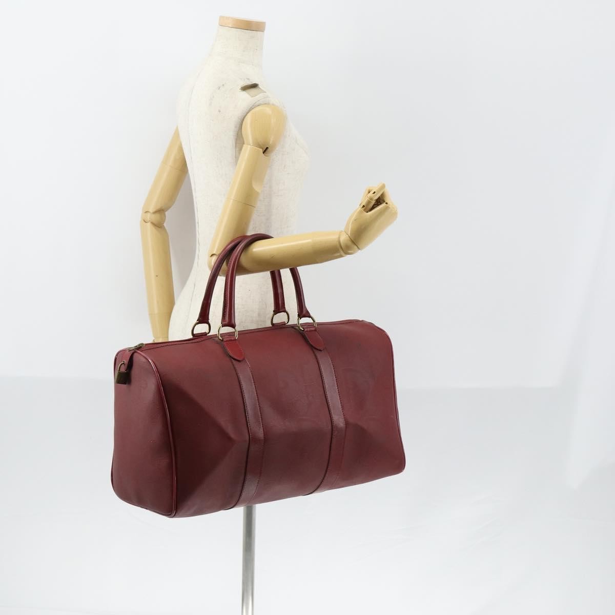 Christian Dior Vintage Trotter Duffle Bag Diorissimo Canvas Red Pvc Travel Bag Bag (Pre-Owned)