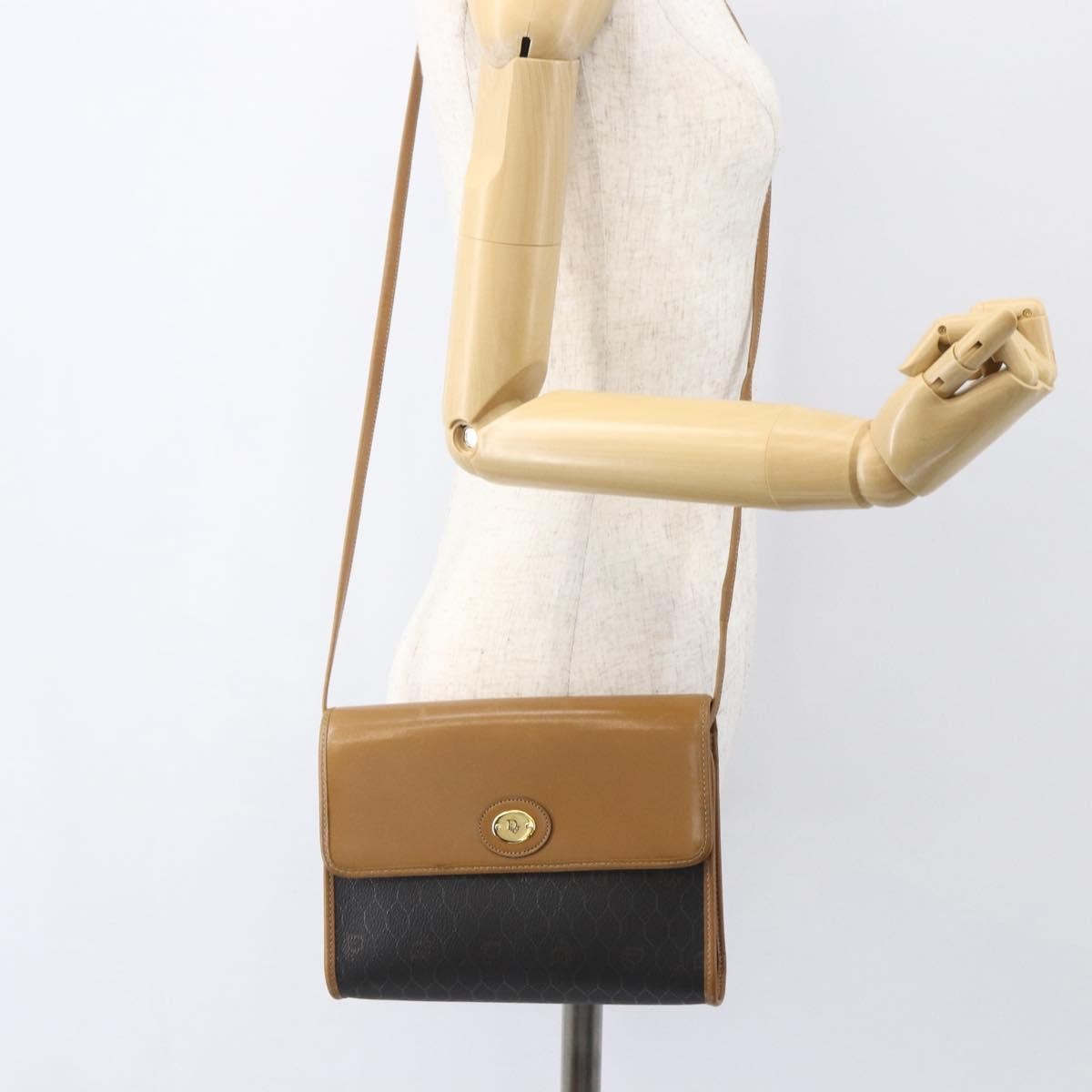 Christian Dior Vintage Honeycomb Shoulder Bag Canvas And Leather Black Pvc Shoulder Bag Bag (Pre-Owned)