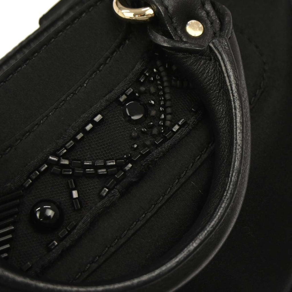Celine Boogie Satchel Satin Black Satin Handbag