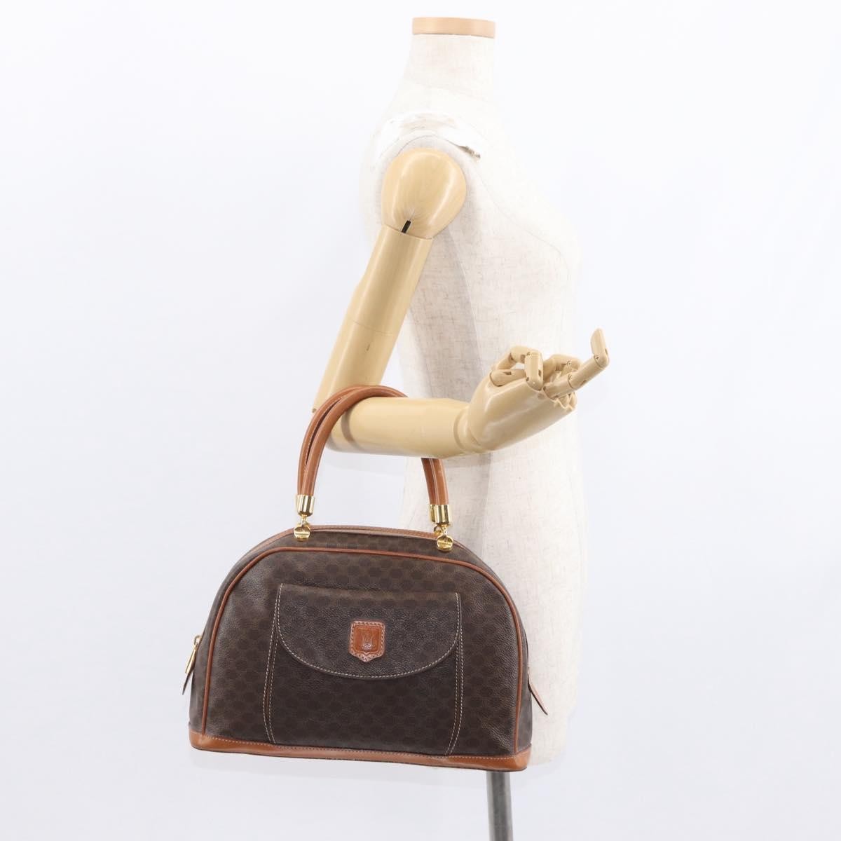 Celine Vintage Macadam Handbag Canvas And Leather Brown Canvas Handbag