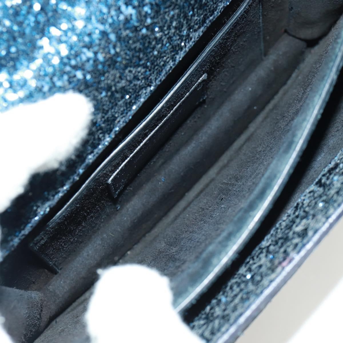 Saint Laurent Sunset Satchel Glitter Blue Leather Shoulder Bag Bag (Pre-Owned)