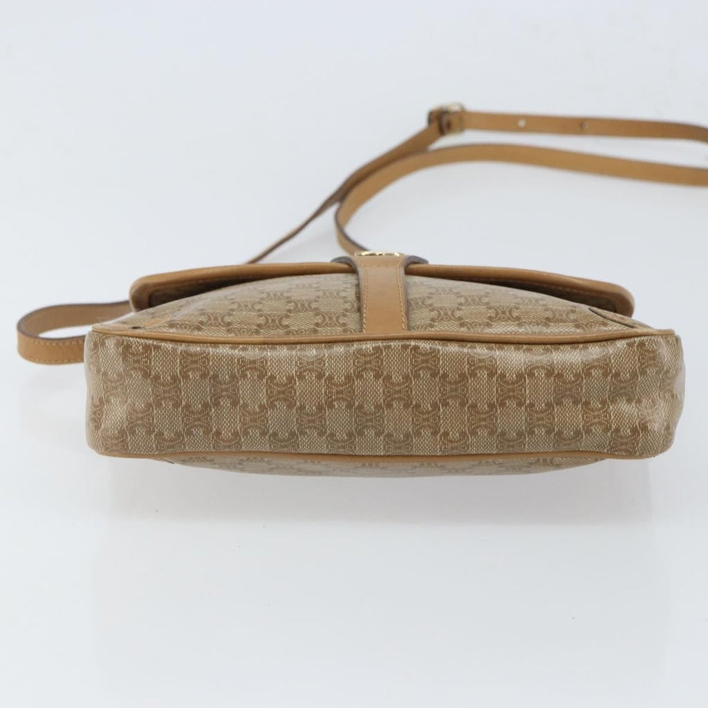 Celine Vintage Macadam Shoulder Bag Canvas And Leather Beige Canvas Shoulder Bag Bag