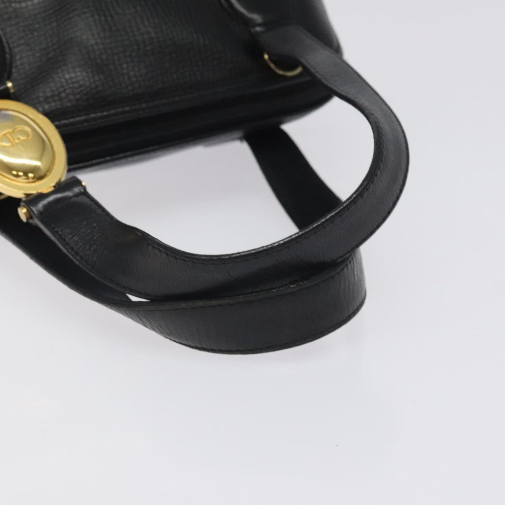 Christian Dior Vintage Cd Handbag Leather Black Leather Handbag (Pre-Owned)