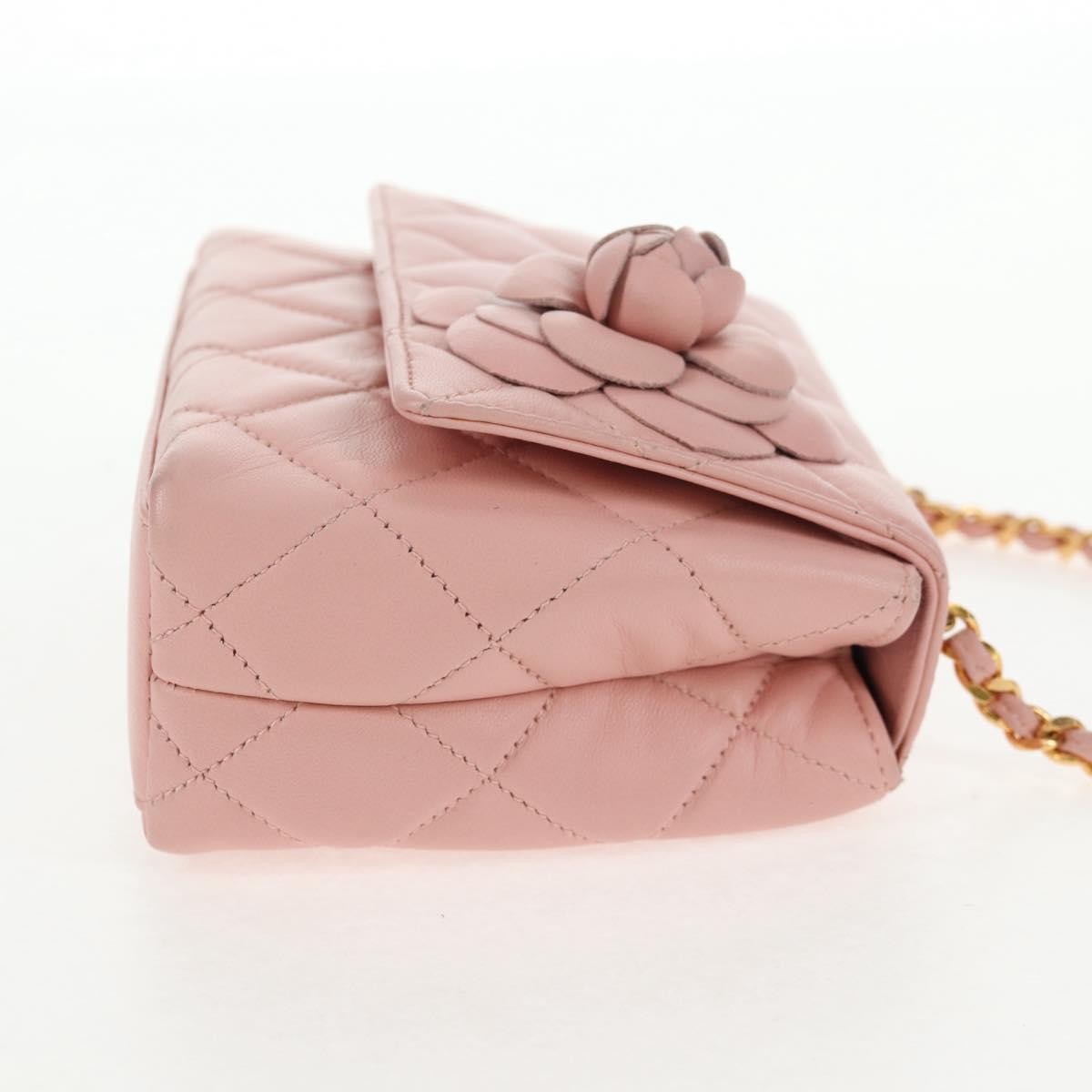 Chanel Vintage Camellia Flap Bag Quilted Lambskin Pink Leather Bag