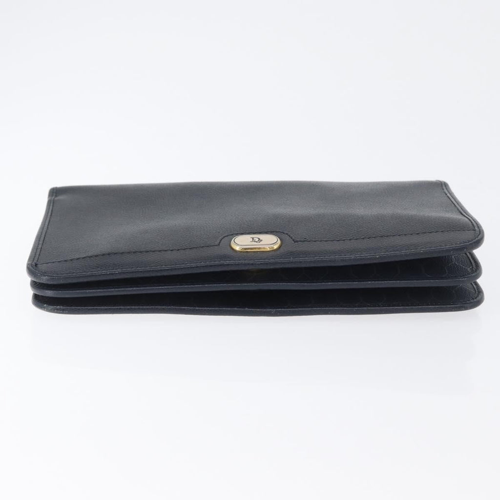 Christian Dior Vintage Chain Flap Shoulder Bag Leather Navy Leather Shoulder Bag Bag (Pre-Owned)