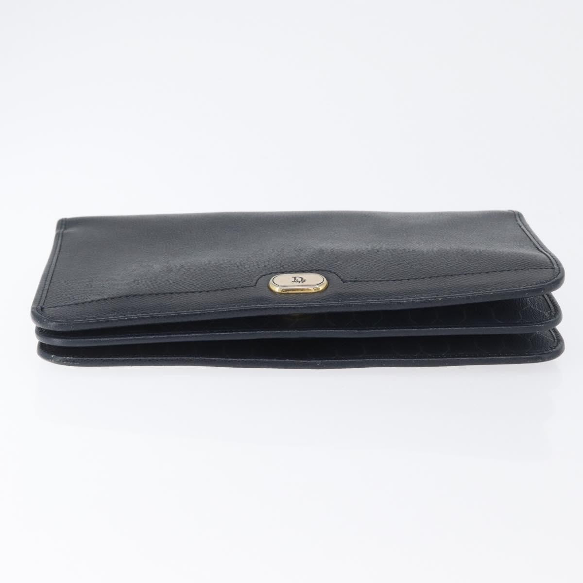 Christian Dior Vintage Chain Flap Shoulder Bag Leather Navy Leather Shoulder Bag Bag (Pre-Owned)