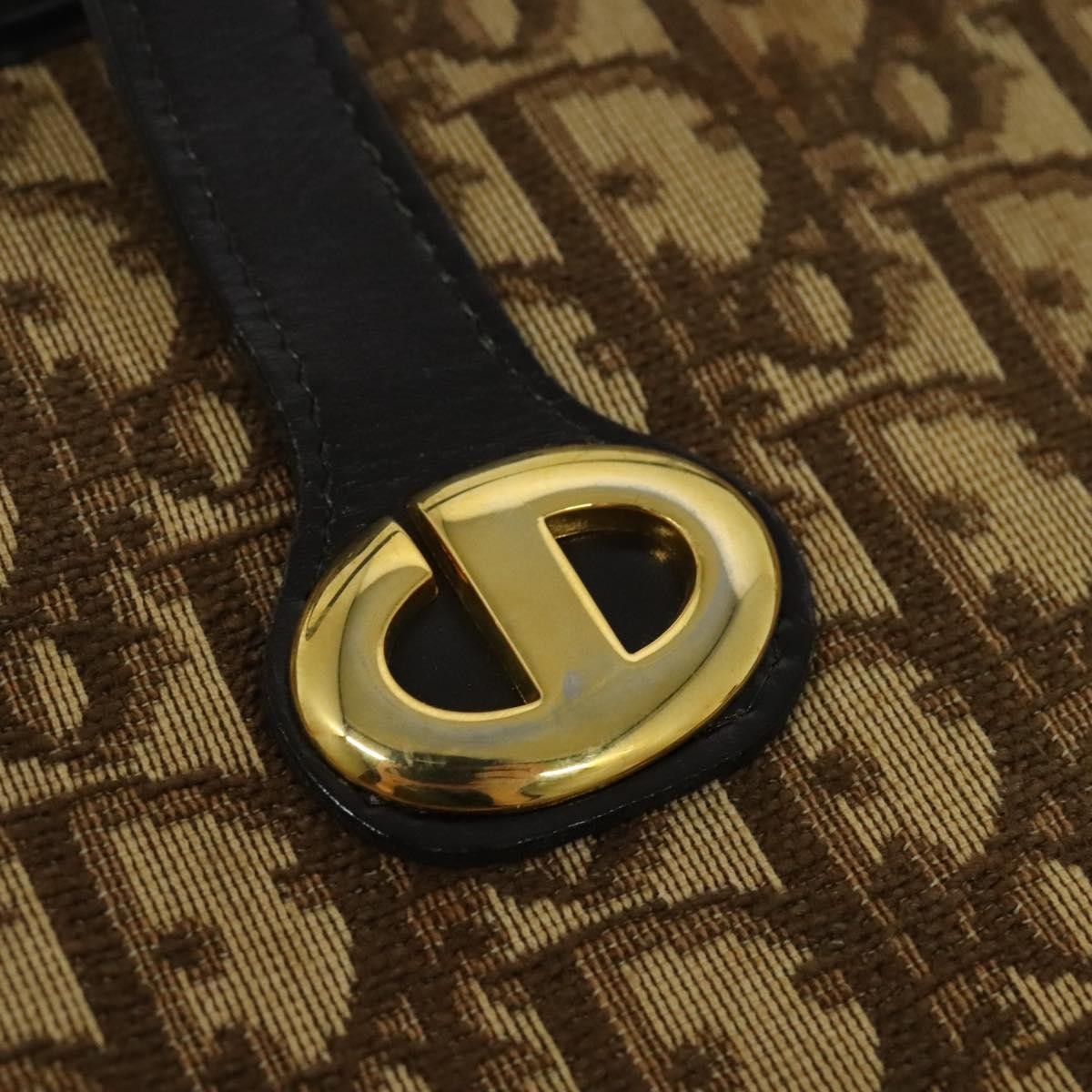 Christian Dior Vintage Trotter Handbag Canvas Brown Canvas Handbag (Pre-Owned)