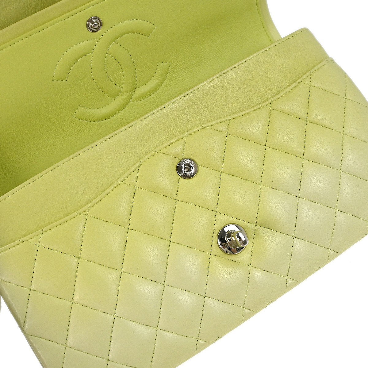 Chanel Timeless - Classic Double Flap Bag Quilted Lambskin Green Leather Shoulder Bag Bag