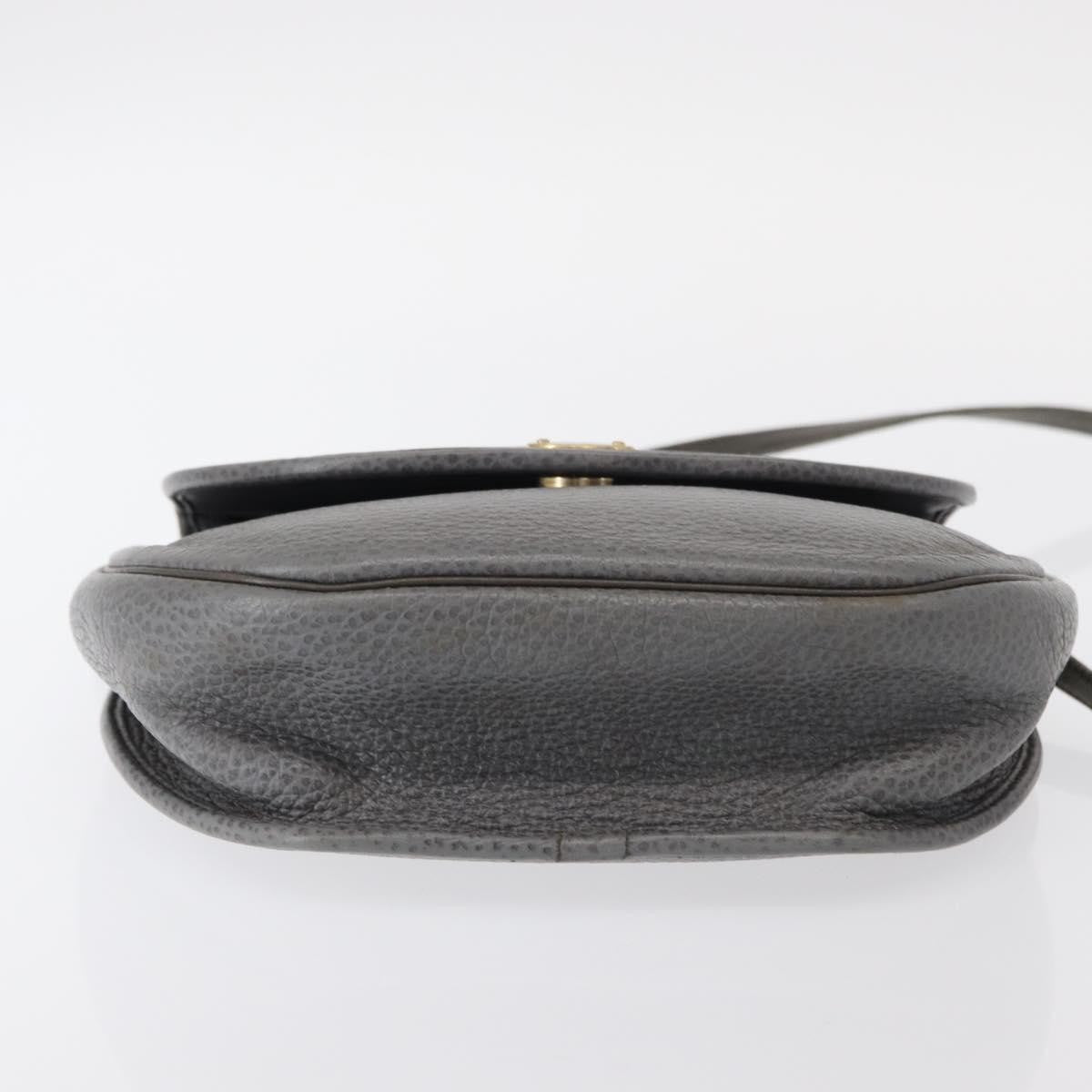 Christian Dior Vintage Cd Logo Shoulder Bag Leather Gray Leather Shoulder Bag Bag (Pre-Owned)