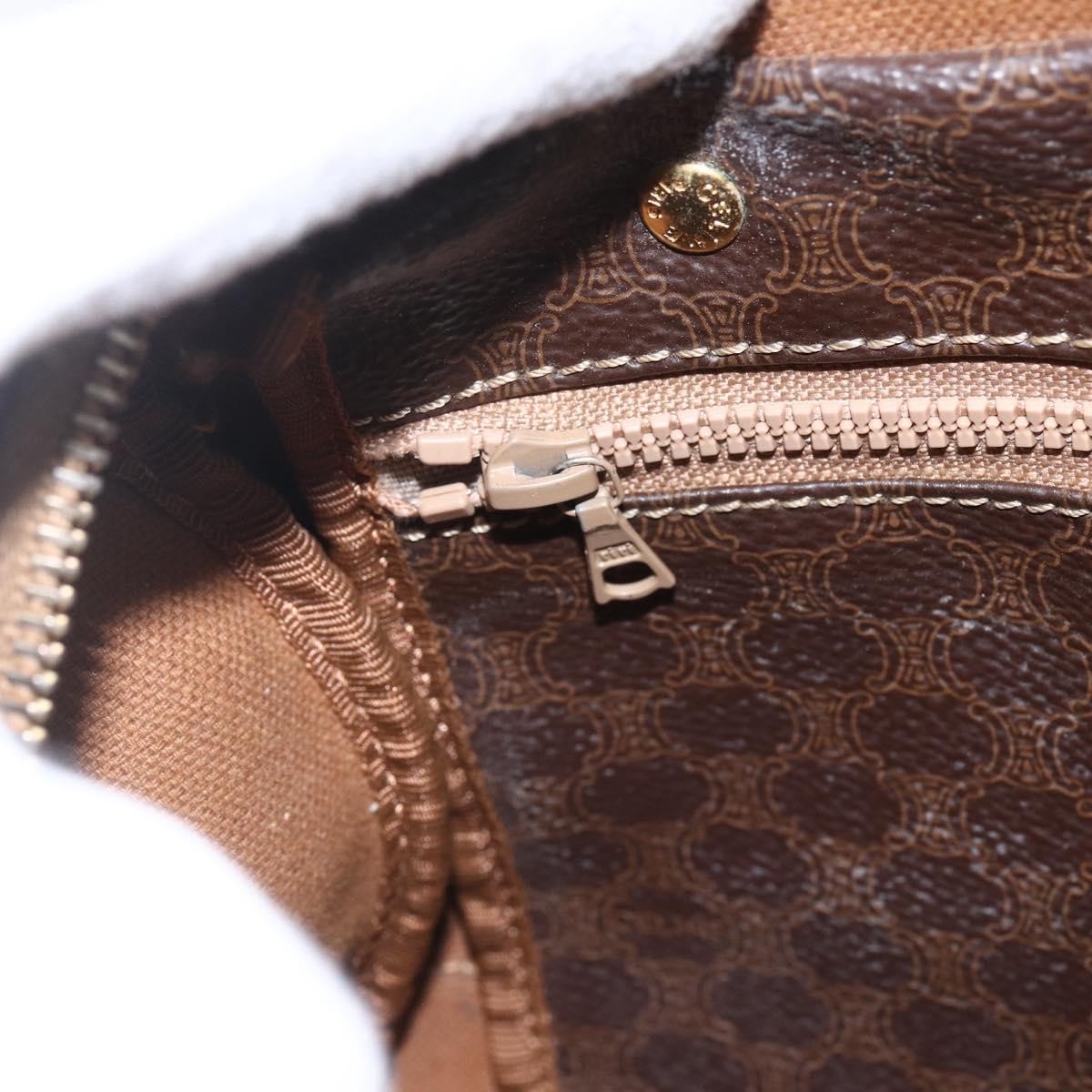 Celine Vintage Macadam Handbag Canvas And Leather Brown Canvas Shoulder Bag Bag