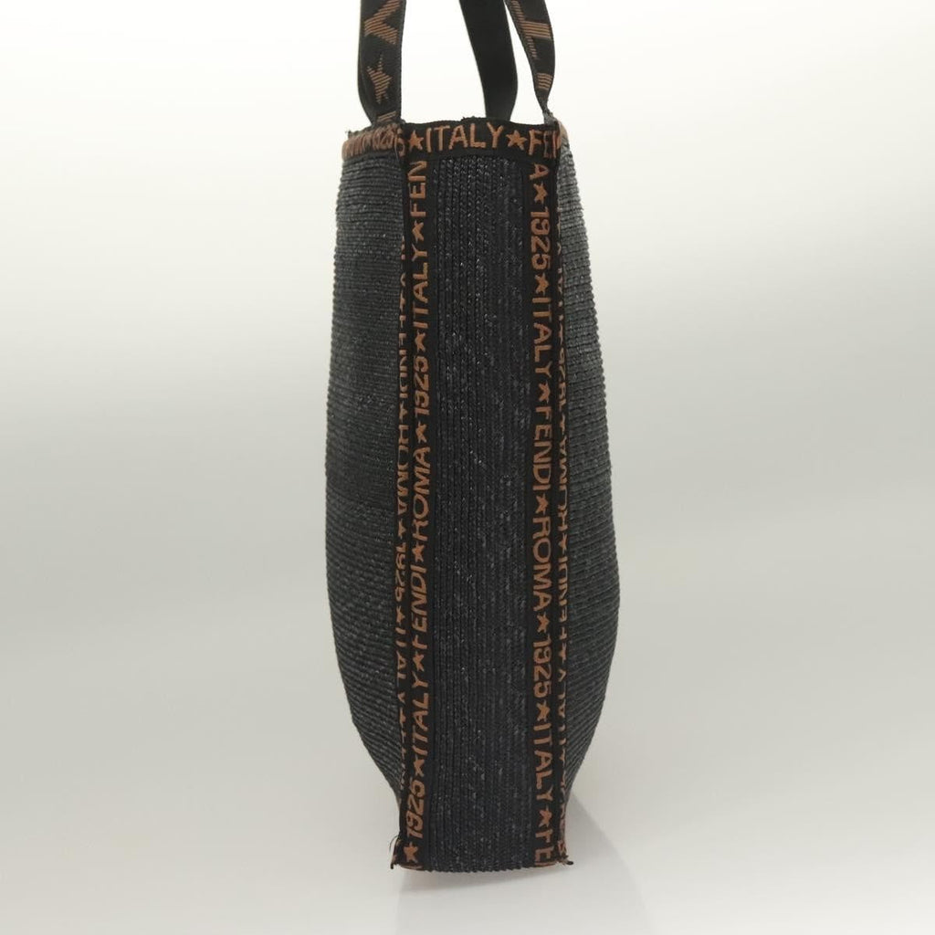 Fendi Zucca Tote Bag Straw Black Wood Tote Bag Bag