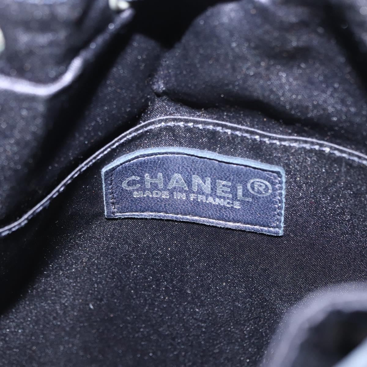 Chanel Vintage Drawstring Backpack Quilted Satin With Suede Navy Satin Backpack Bag