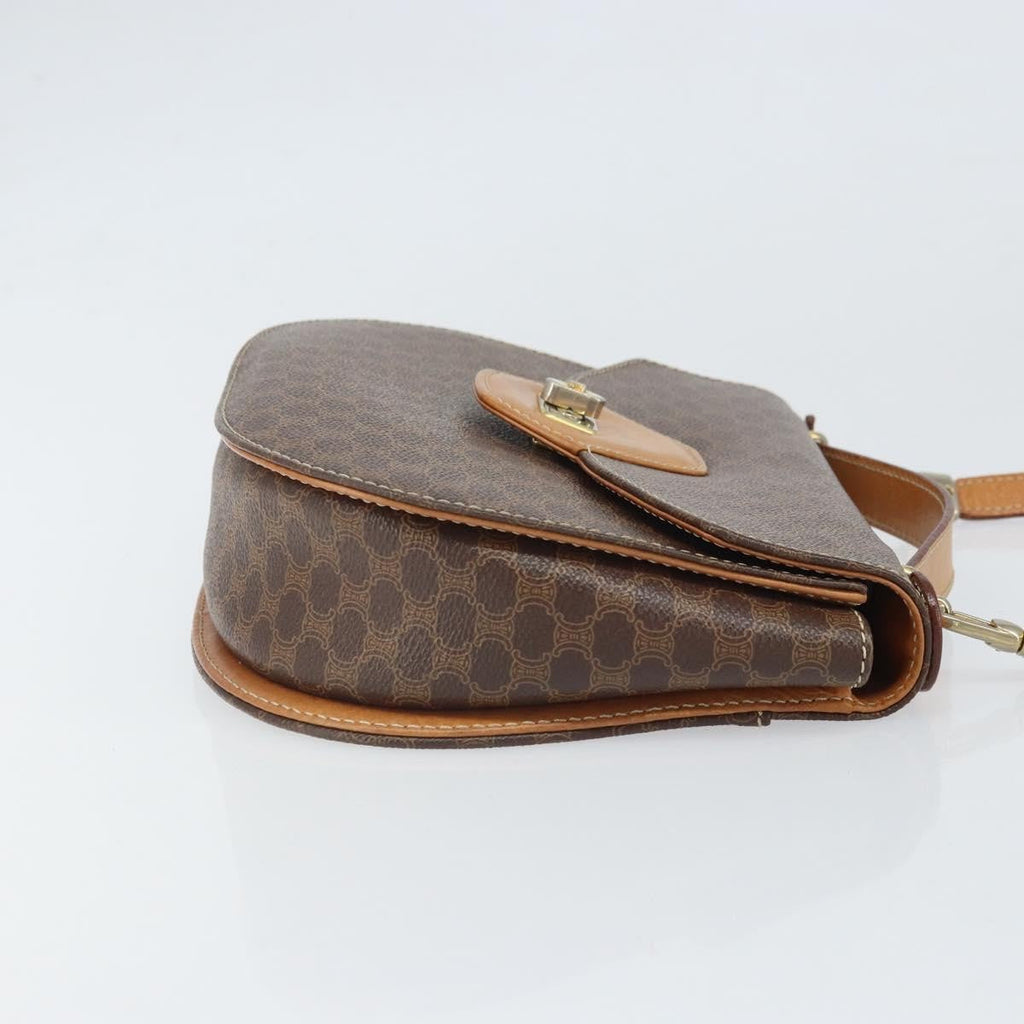 Celine Vintage Macadam Shoulder Bag Canvas And Leather Brown Canvas Shoulder Bag Bag