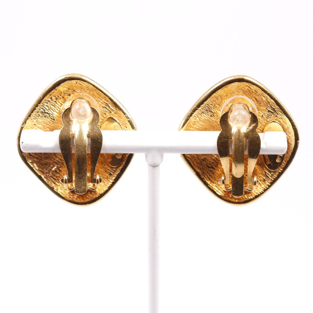 Chanel Cc Rhombus Clip-On Earrings Metal Gold Gold_Plated Earrings Jewelry