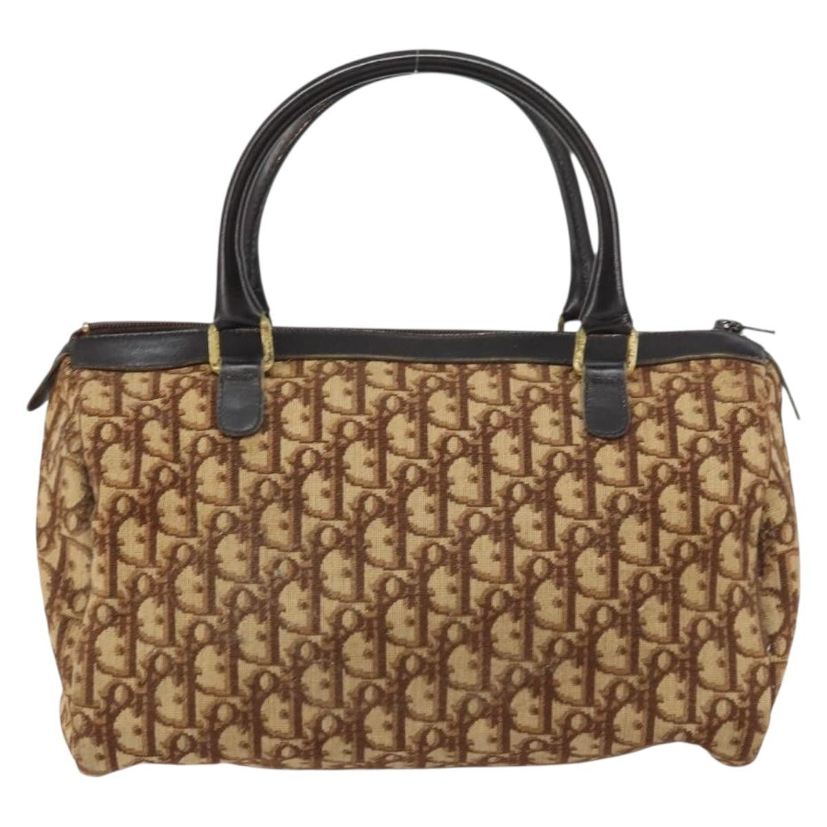 Christian Dior Vintage Cd Trotter Handbag Canvas Brown Canvas Handbag (Pre-Owned)