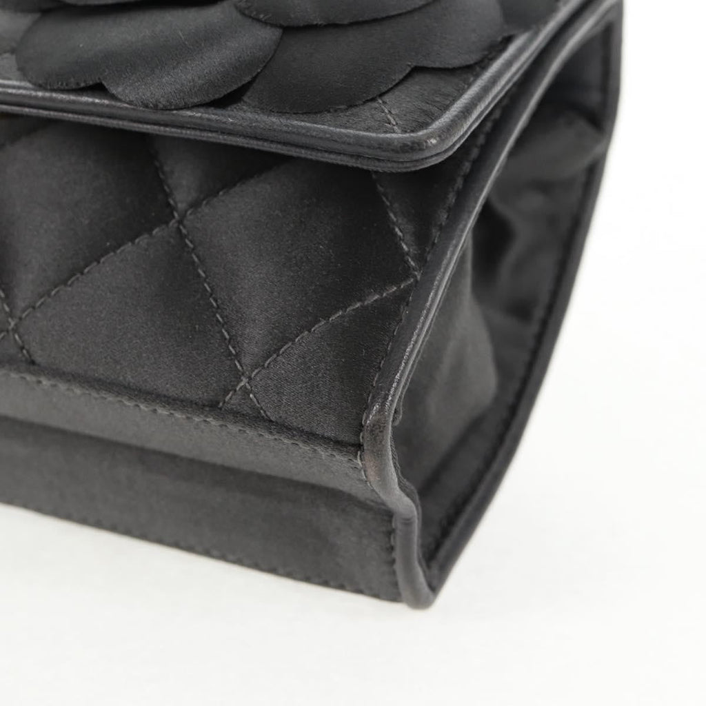 Chanel Vintage Camellia Flap Bag Satin Gray Satin Clutche & Pouche Bag