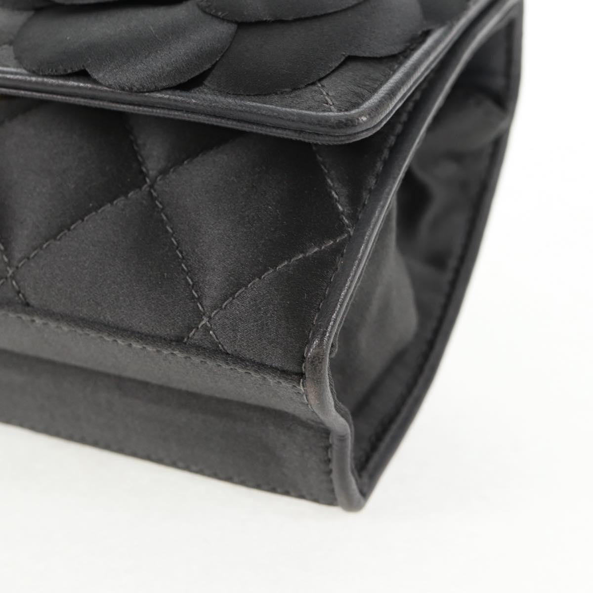 Chanel Vintage Camellia Flap Bag Satin Gray Satin Clutche & Pouche Bag