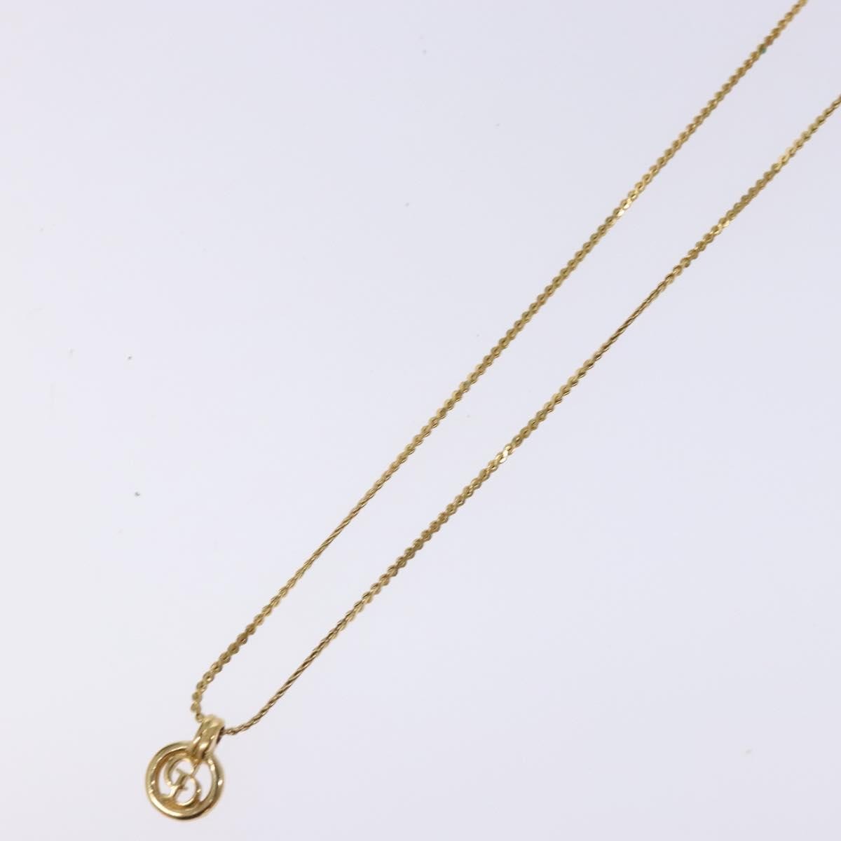Christian Dior Cd Round Pendant Necklace Metal Gold Metal Jewelry (Pre-Owned)