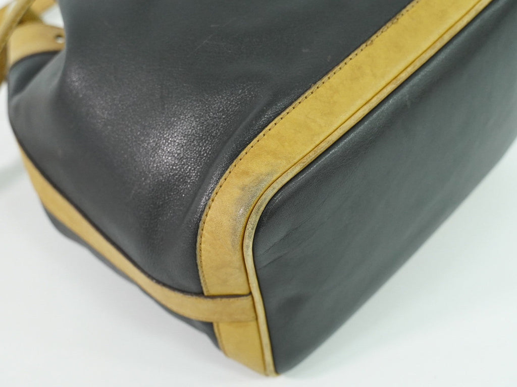 Celine Bucket Sangle Black And Brown Leather Black Leather Shoulder Bag Bag