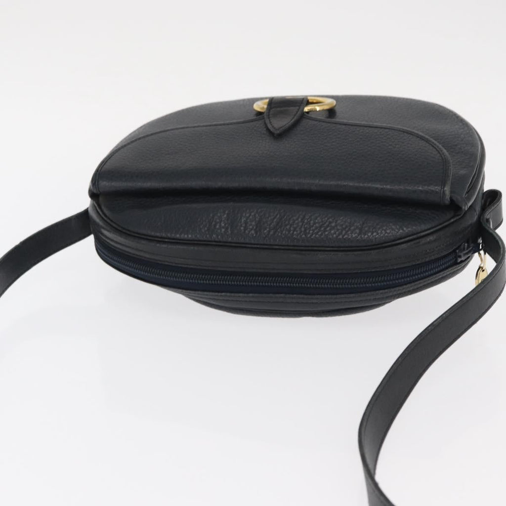 Christian Dior Vintage Shoulder Bag Leather Navy Leather Shoulder Bag Bag (Pre-Owned)