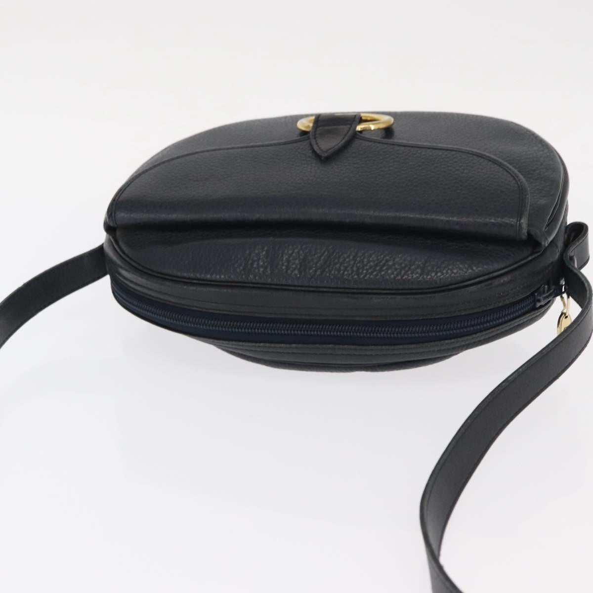 Christian Dior Vintage Shoulder Bag Leather Navy Leather Shoulder Bag Bag (Pre-Owned)