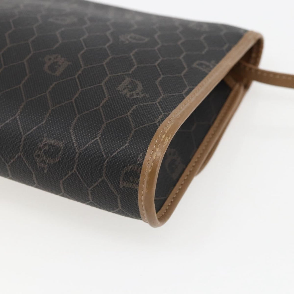 Christian Dior Vintage Honeycomb Flap Crossbody Bag Canvas And Leather Black Canvas Shoulder Bag Bag (Pre-Owned)