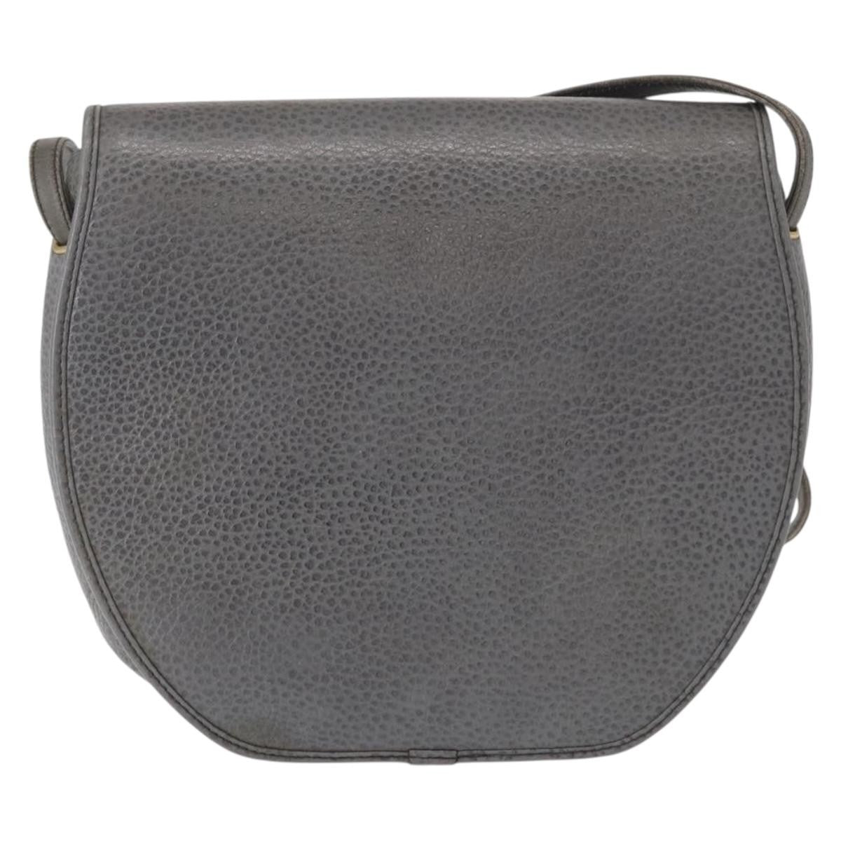 Christian Dior Vintage Cd Logo Shoulder Bag Leather Gray Leather Shoulder Bag Bag (Pre-Owned)