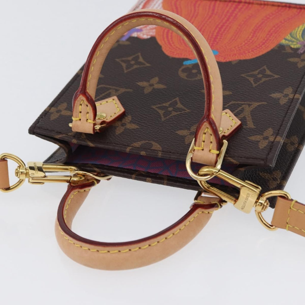 Louis Vuitton Petit Sac Plat Bag Yayoi Kusama Pumpkins Monogram Canvas Brown Canvas Handbag