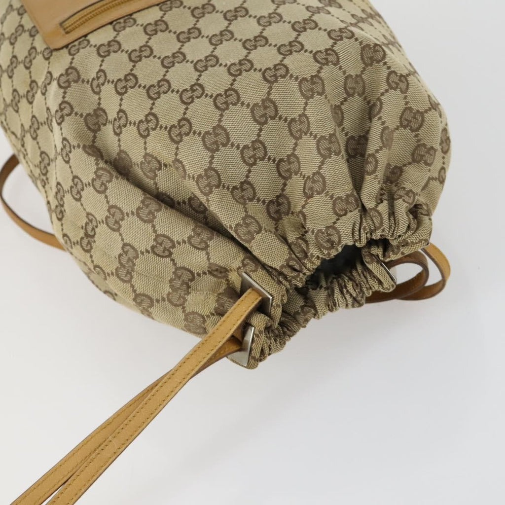 Gucci Drawstring Backpack Gg Canvas Beige Canvas Backpack Bag (Pre-Owned)