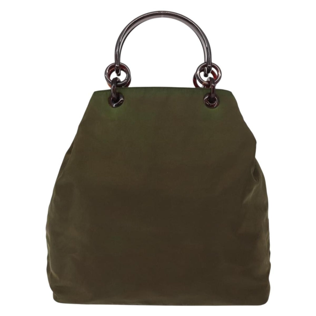 Prada Resin Handle Tote Tessuto Khaki Nylon Tote Bag Bag