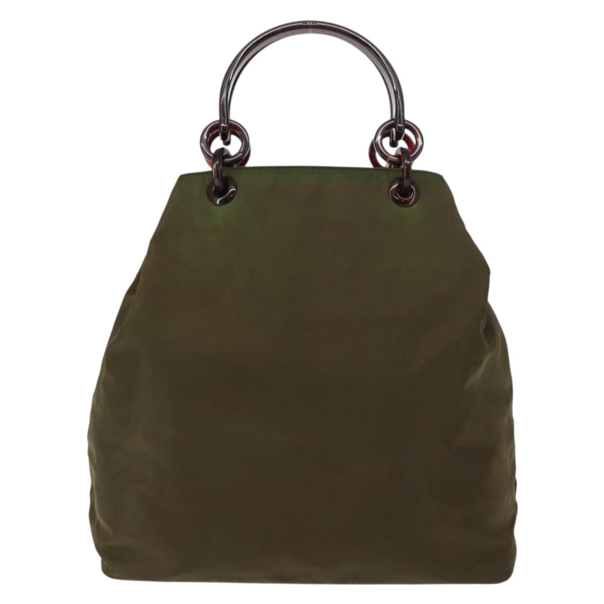 Prada Resin Handle Tote Tessuto Khaki Nylon Tote Bag Bag