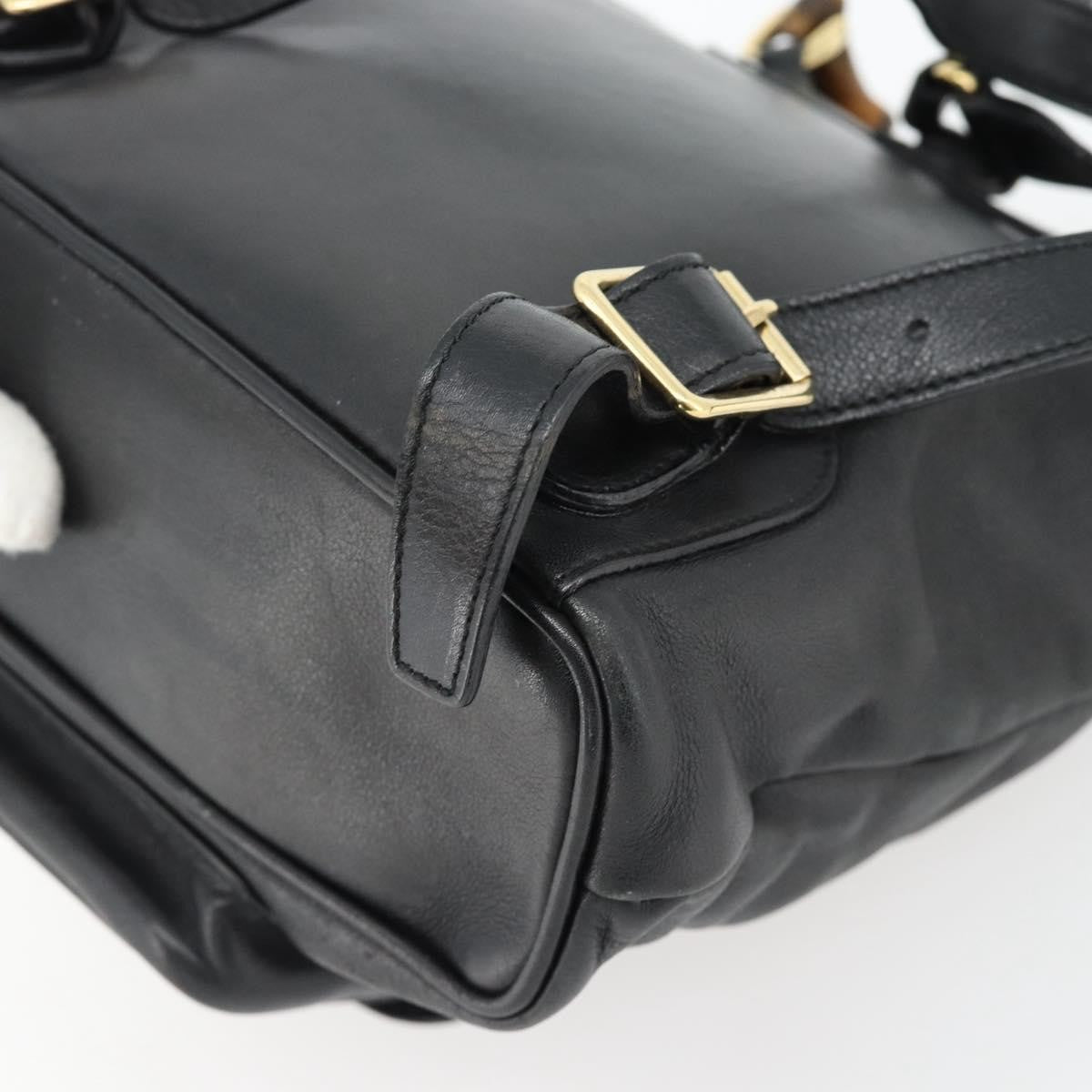 Gucci Vintage Bamboo Backpack Leather Black Leather Backpack Bag (Pre-Owned)