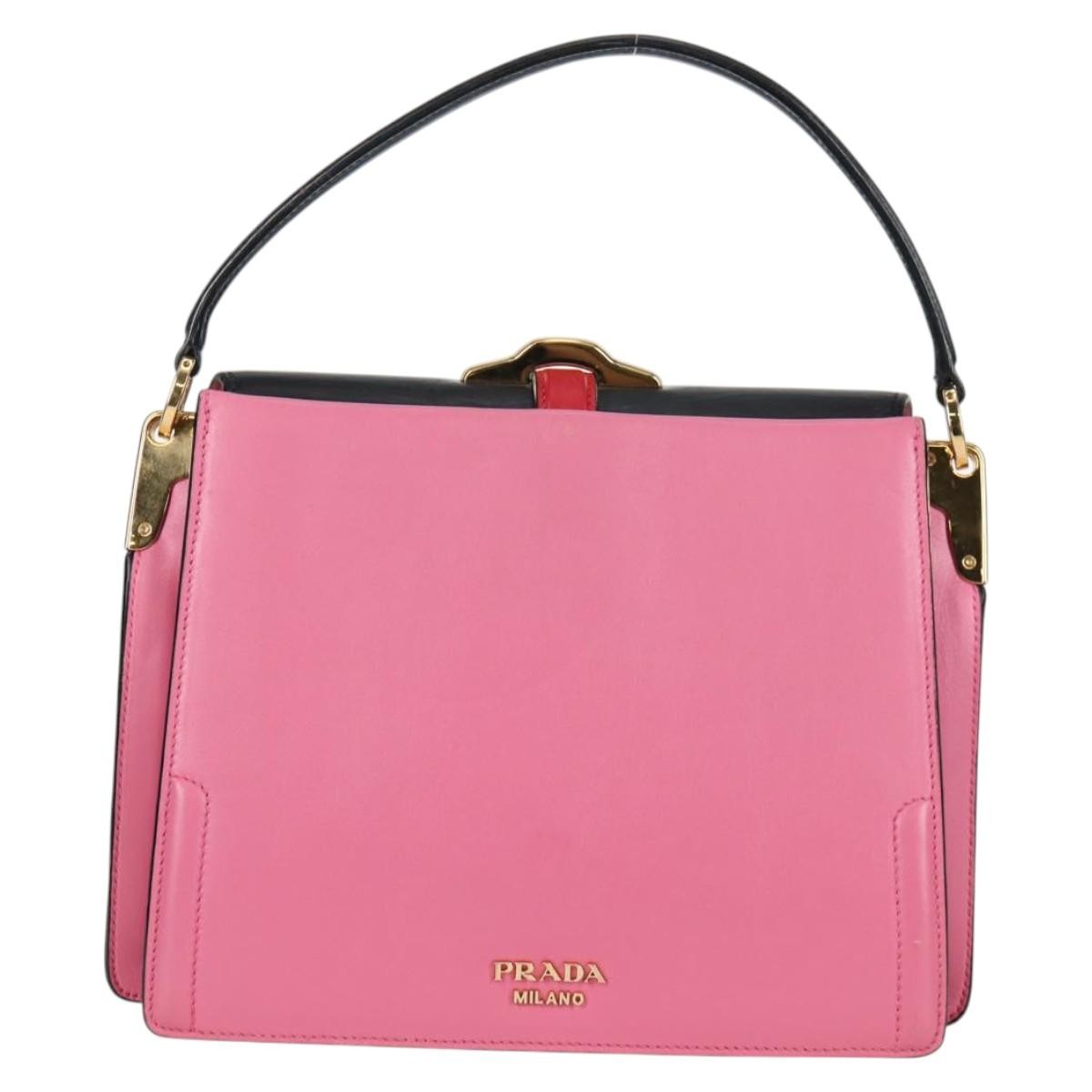 Prada Belle Top Handle Bag City Calf Pink Leather Bag