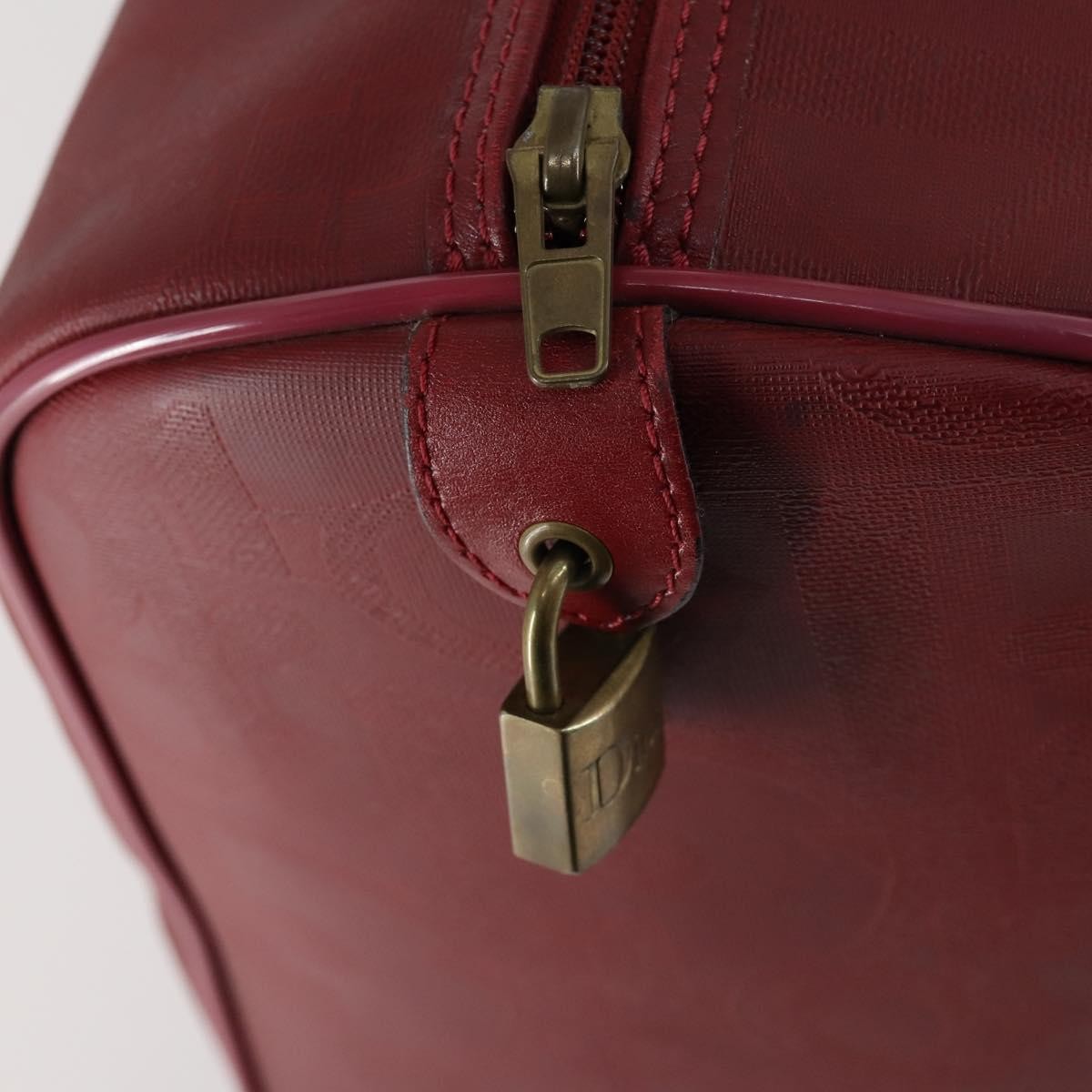Christian Dior Vintage Trotter Duffle Bag Diorissimo Canvas Red Pvc Travel Bag Bag (Pre-Owned)