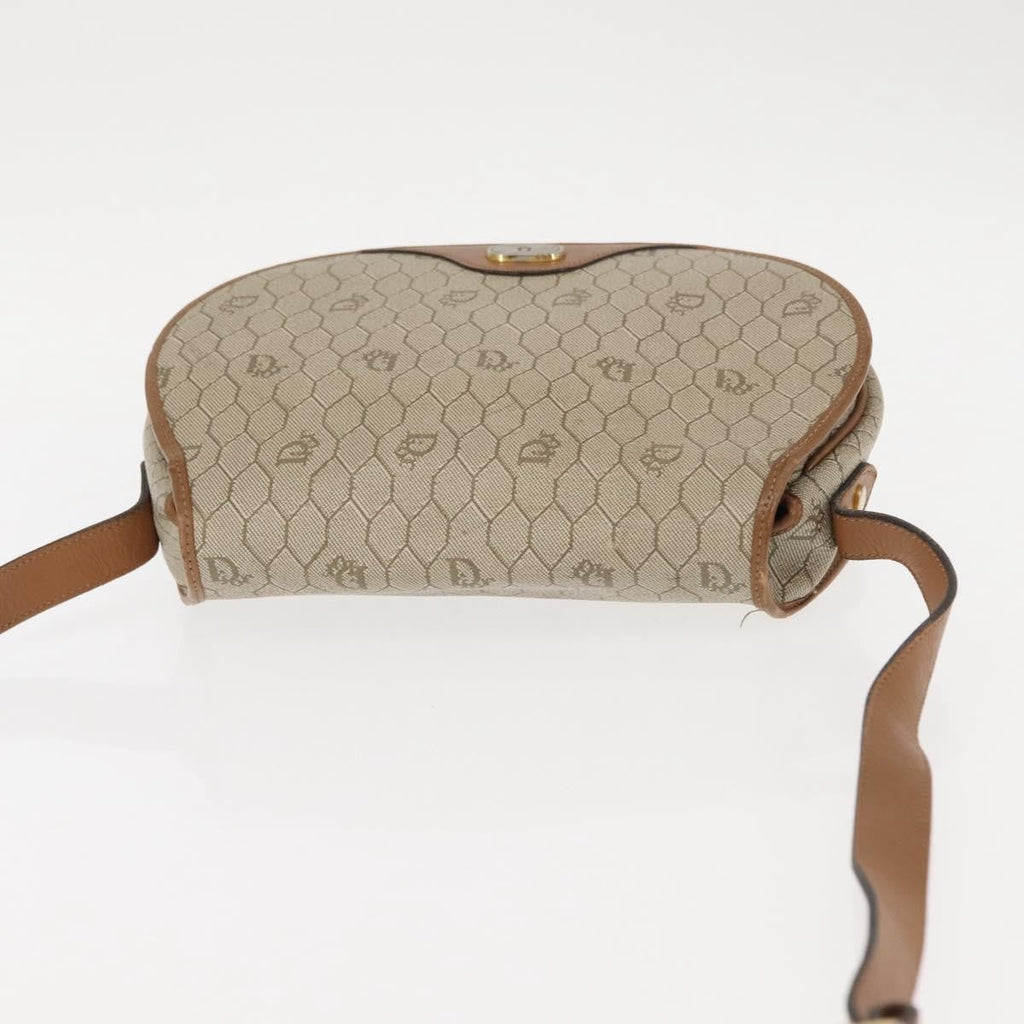 Christian Dior Vintage Honeycomb Flap Crossbody Bag Coated Canvas Beige Canvas Bag (Pre-Owned)