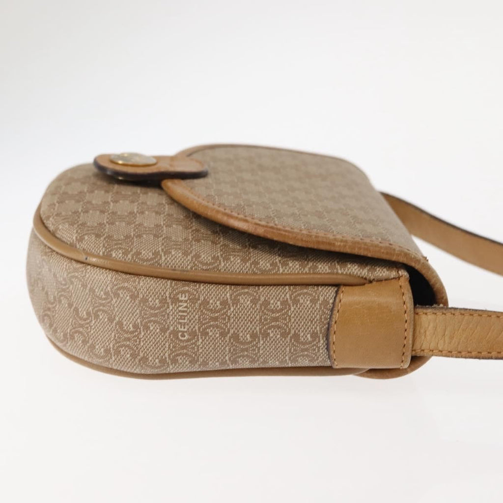 Celine Vintage Macadam Shoulder Bag Canvas And Leather Beige Canvas Shoulder Bag Bag