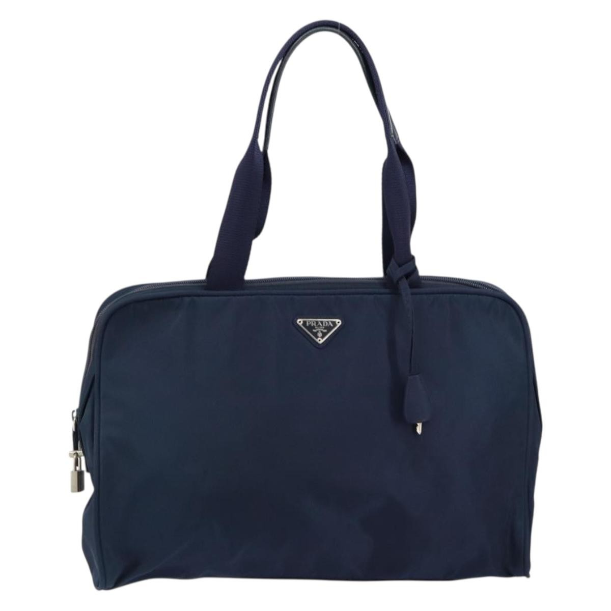 Prada Zip Around Tote Tessuto Navy Nylon Handbag