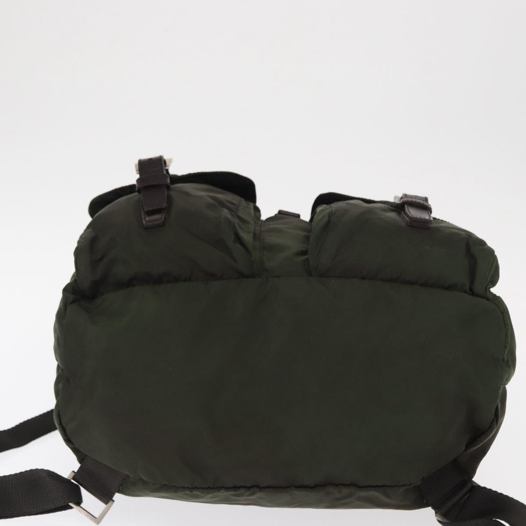 Prada Double Front Pocket Backpack Tessuto Khaki Nylon Backpack Bag