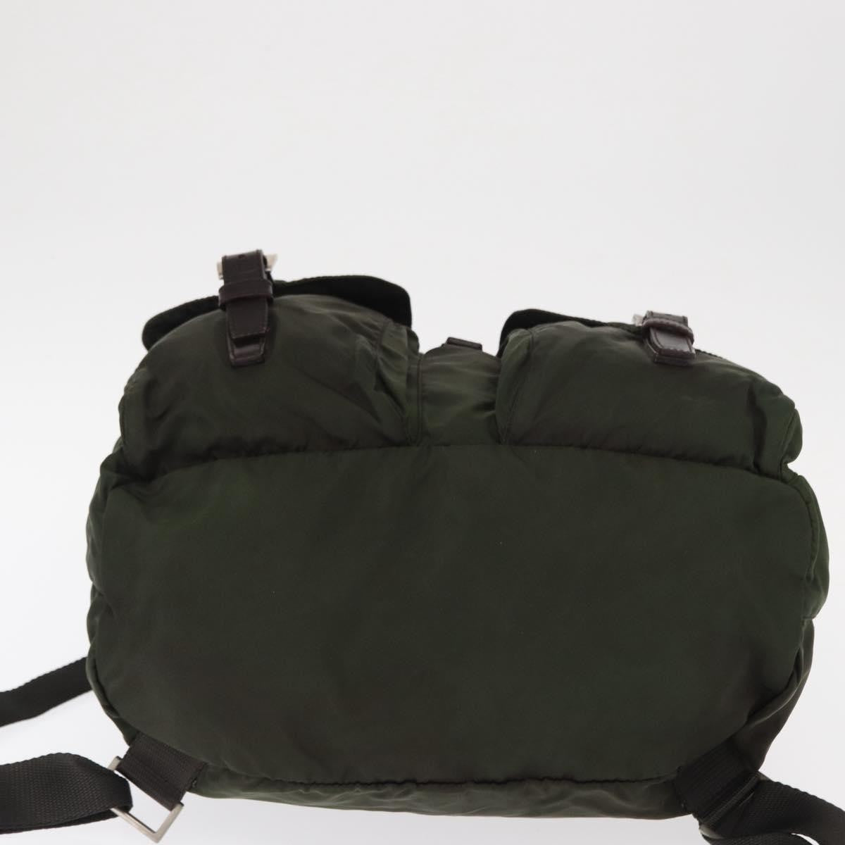 Prada Double Front Pocket Backpack Tessuto Khaki Nylon Backpack Bag