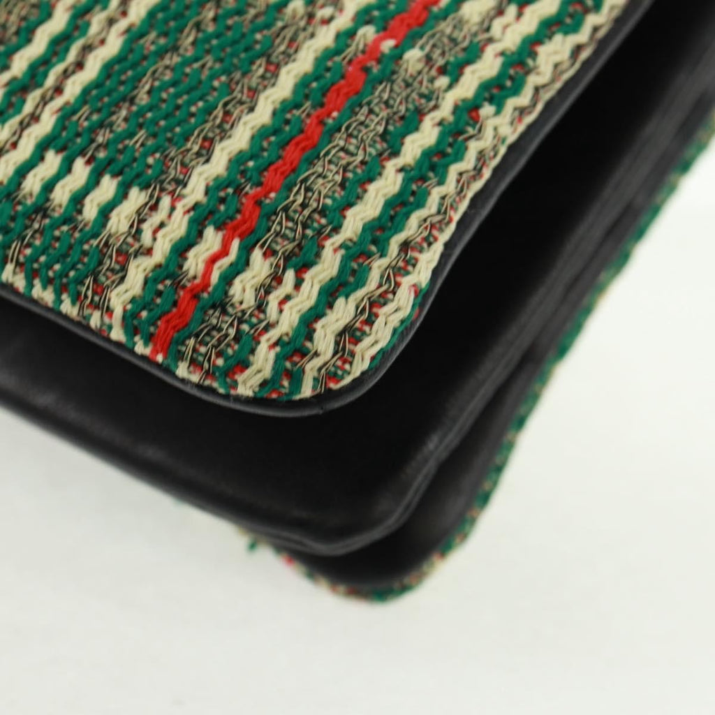 Celine Trio Crossbody Bag Tweed Green Tweed Shoulder Bag Bag