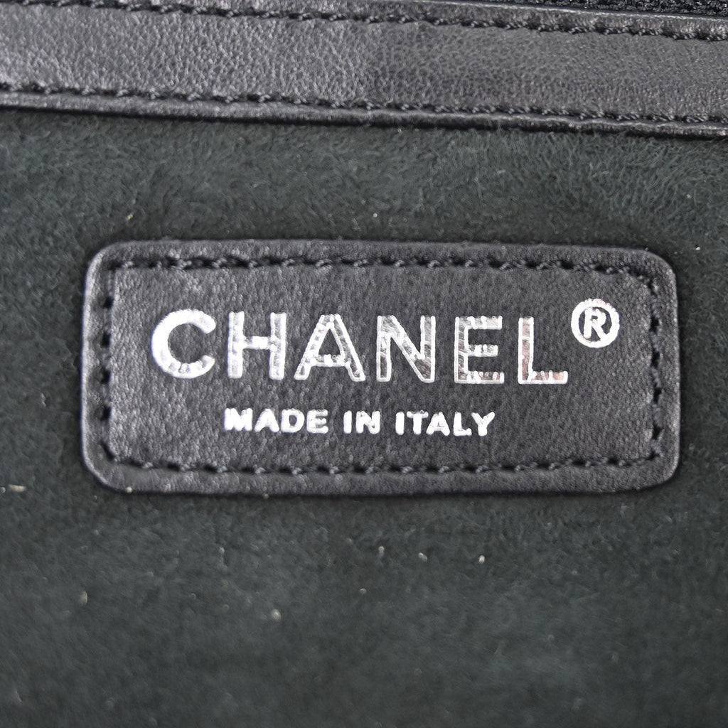 Chanel Vintage Embroidered Cc Chain Tote Quilted Suede And Shearling Black Suede Tote Bag Bag
