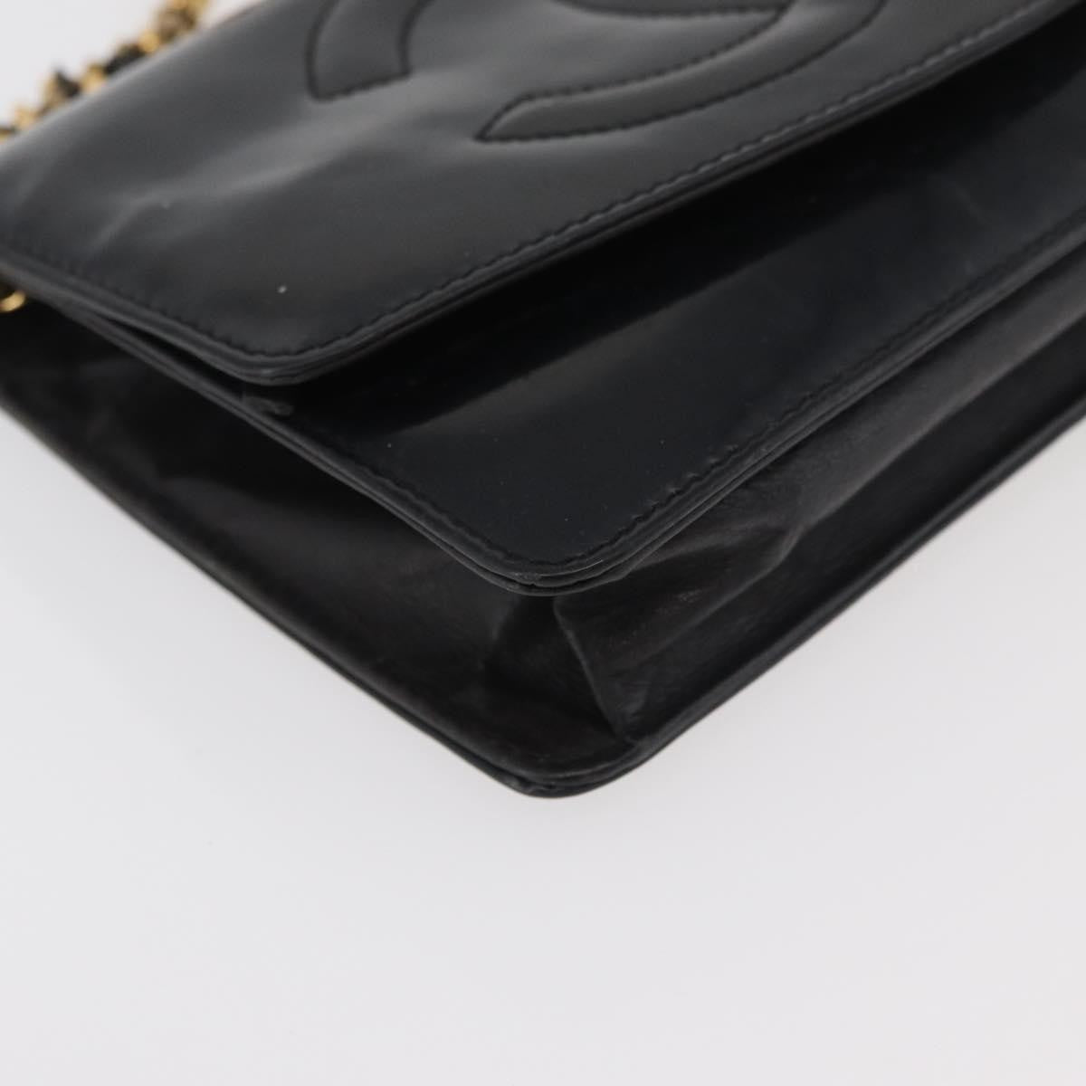 Chanel Vintage Cc Wallet On Chain Patent Black Patent_Leather Shoulder Bag Bag