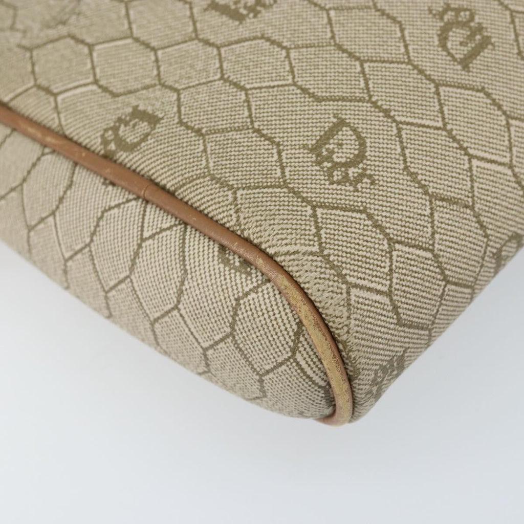 Christian Dior Vintage Honeycomb Shoulder Bag Canvas And Leather Beige Canvas Shoulder Bag Bag (Pre-Owned)