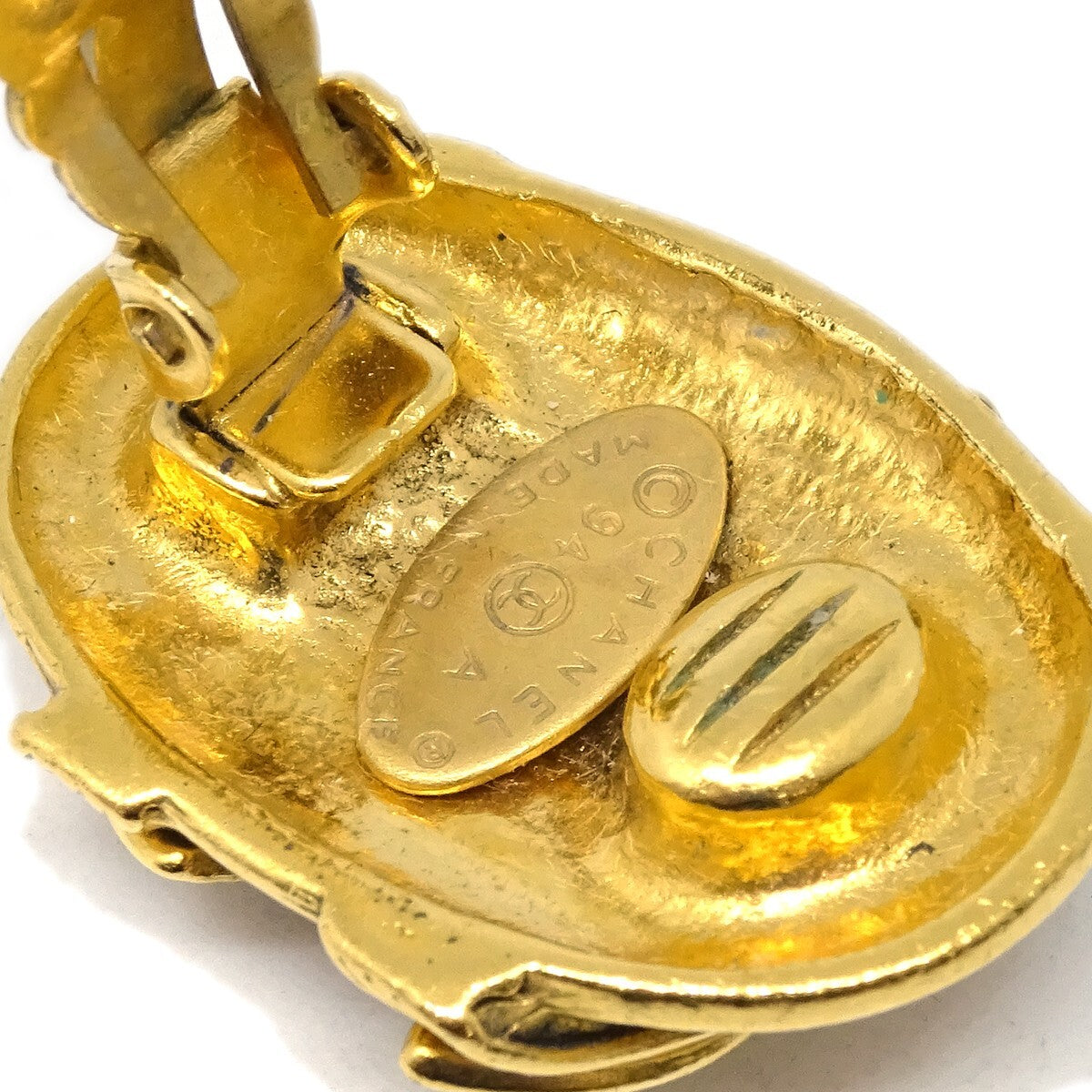 Chanel Vintage Cc Button Ovales Clip-On Earrings Gold-Plated Gold Gold_Plated Earrings Jewelry