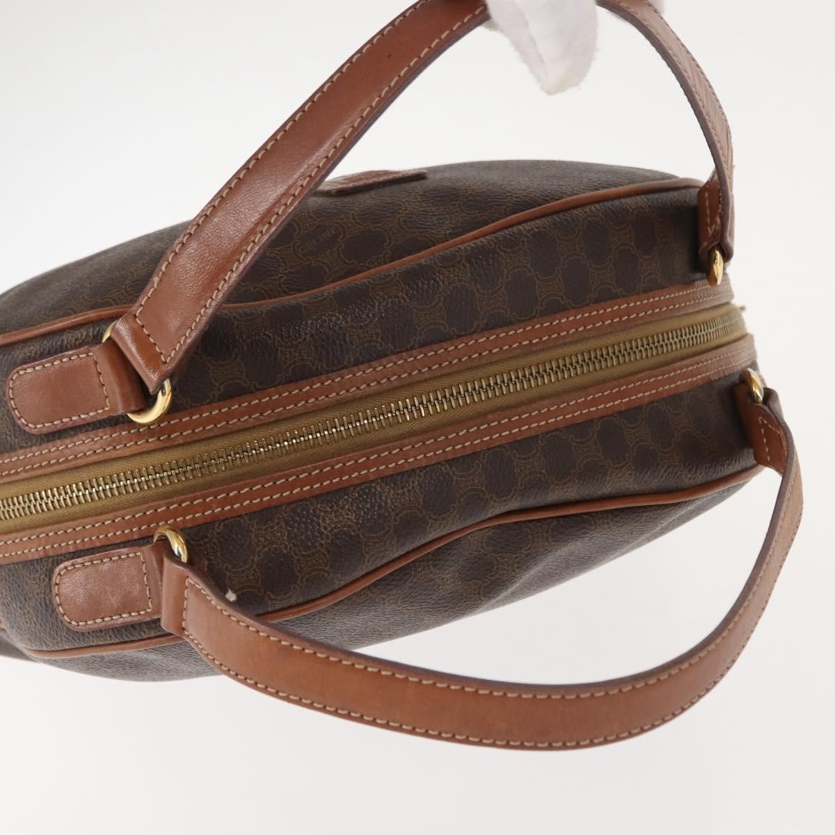 Celine Vintage Macadam Handbag Canvas And Leather Brown Canvas Handbag