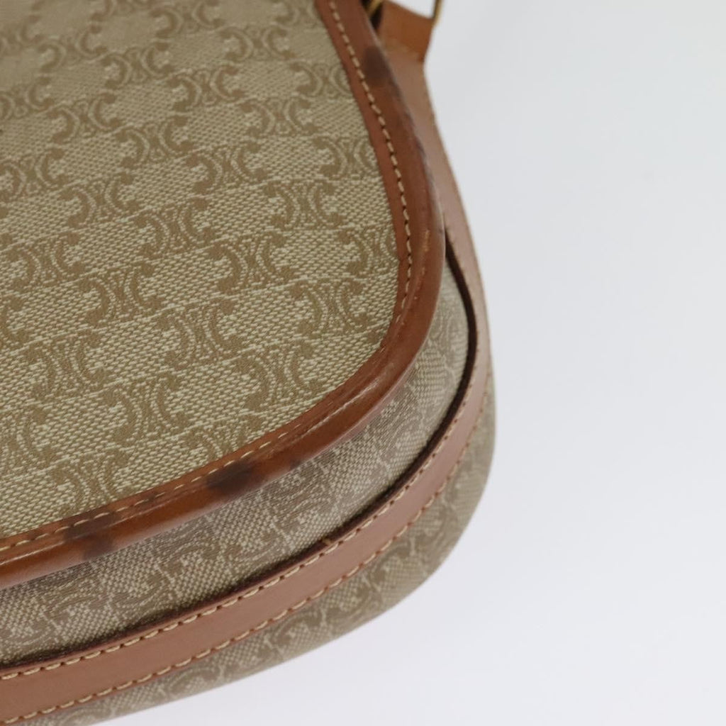 Celine Macadam Shoulder Bag Pvc Leather Beige Canvas Bag
