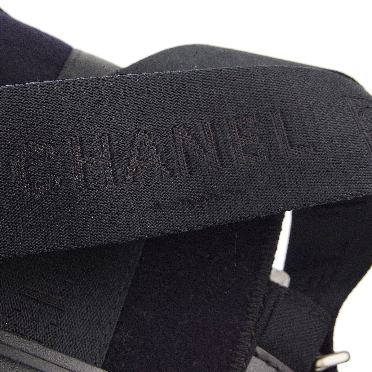 Chanel Sport Line Flap Messenger Bag Wool And Nylon Black Nylon Shoulder Bag Bag