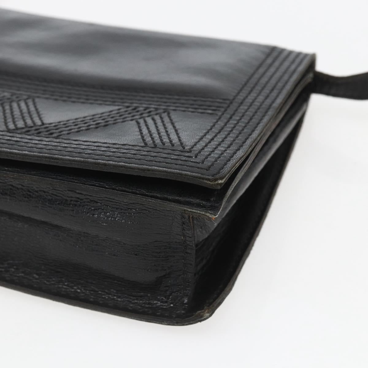 Saint Laurent Vintage Shoulder Bag Leather Black Leather Shoulder Bag Bag (Pre-Owned)