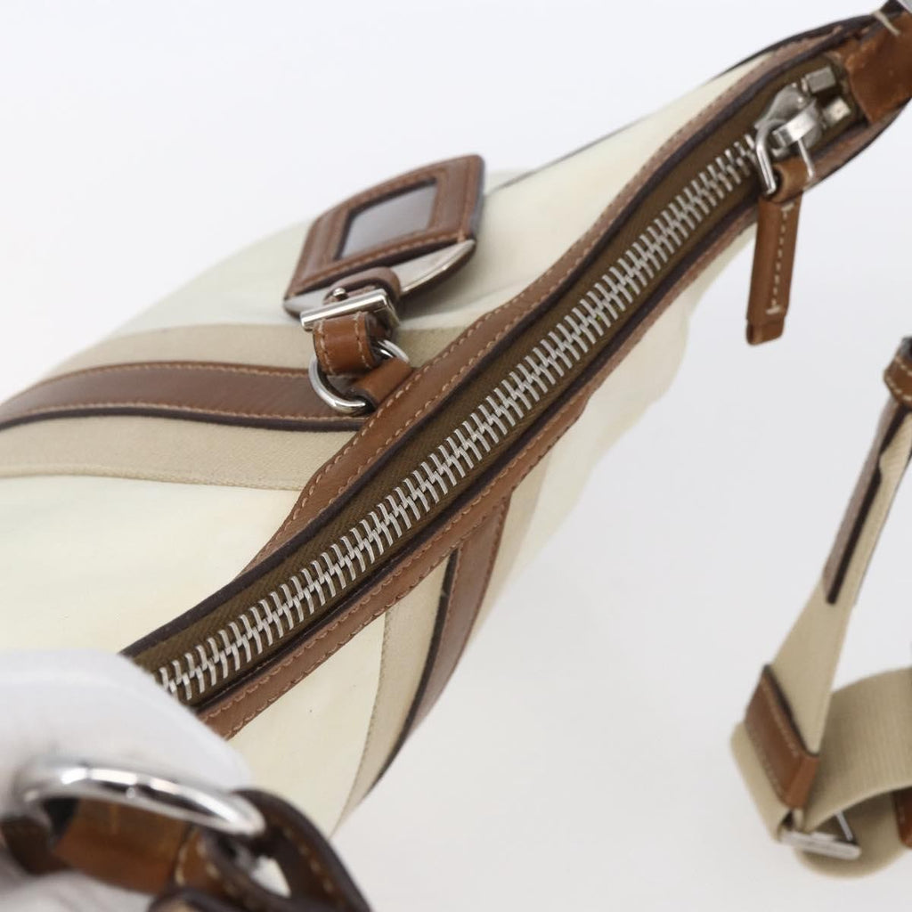 Prada Vintage Shoulder Bag Nylon And Leather Beige Nylon Shoulder Bag Bag